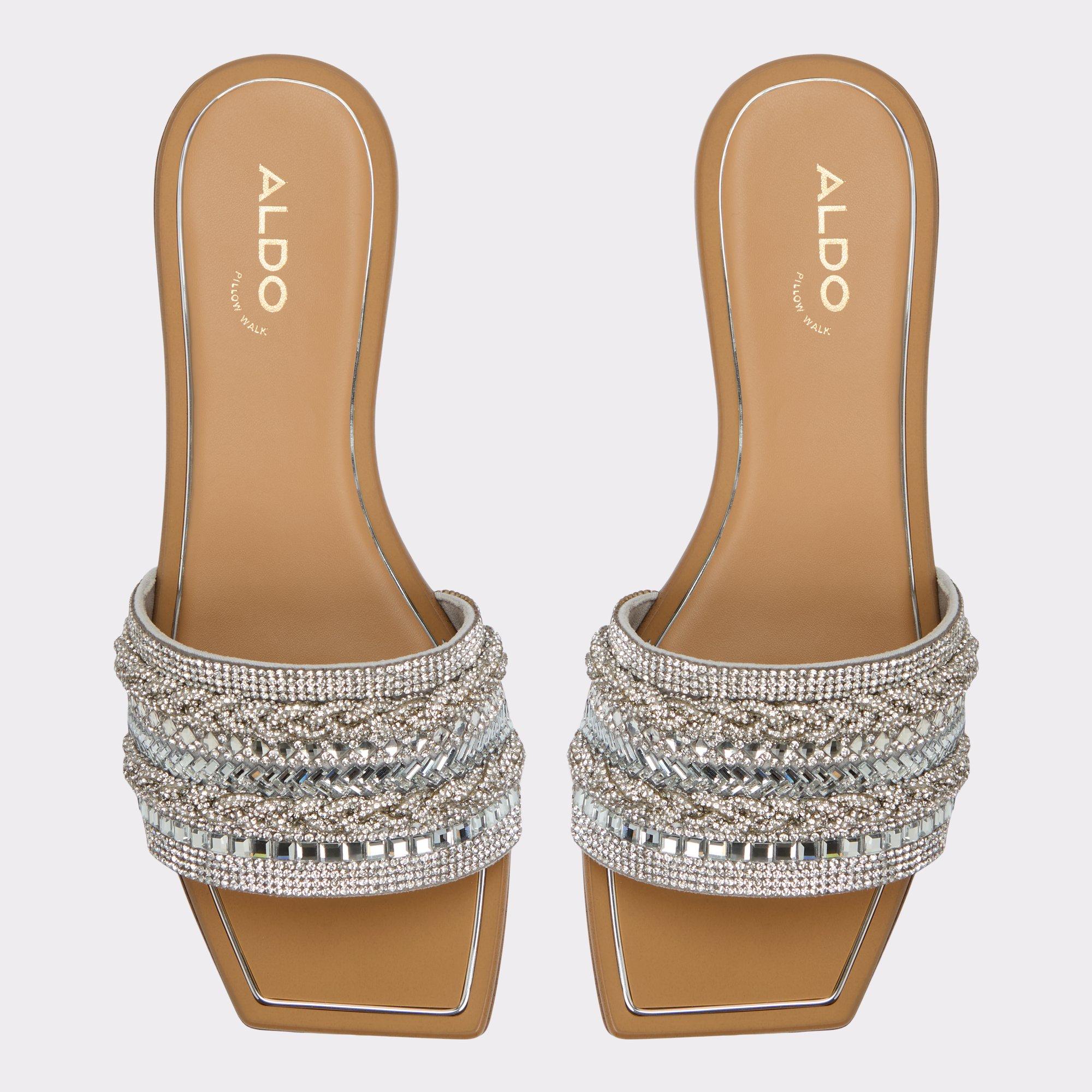 ALDO Navalia - Women's Flat Sandals - Silver, Size 9 Product Image