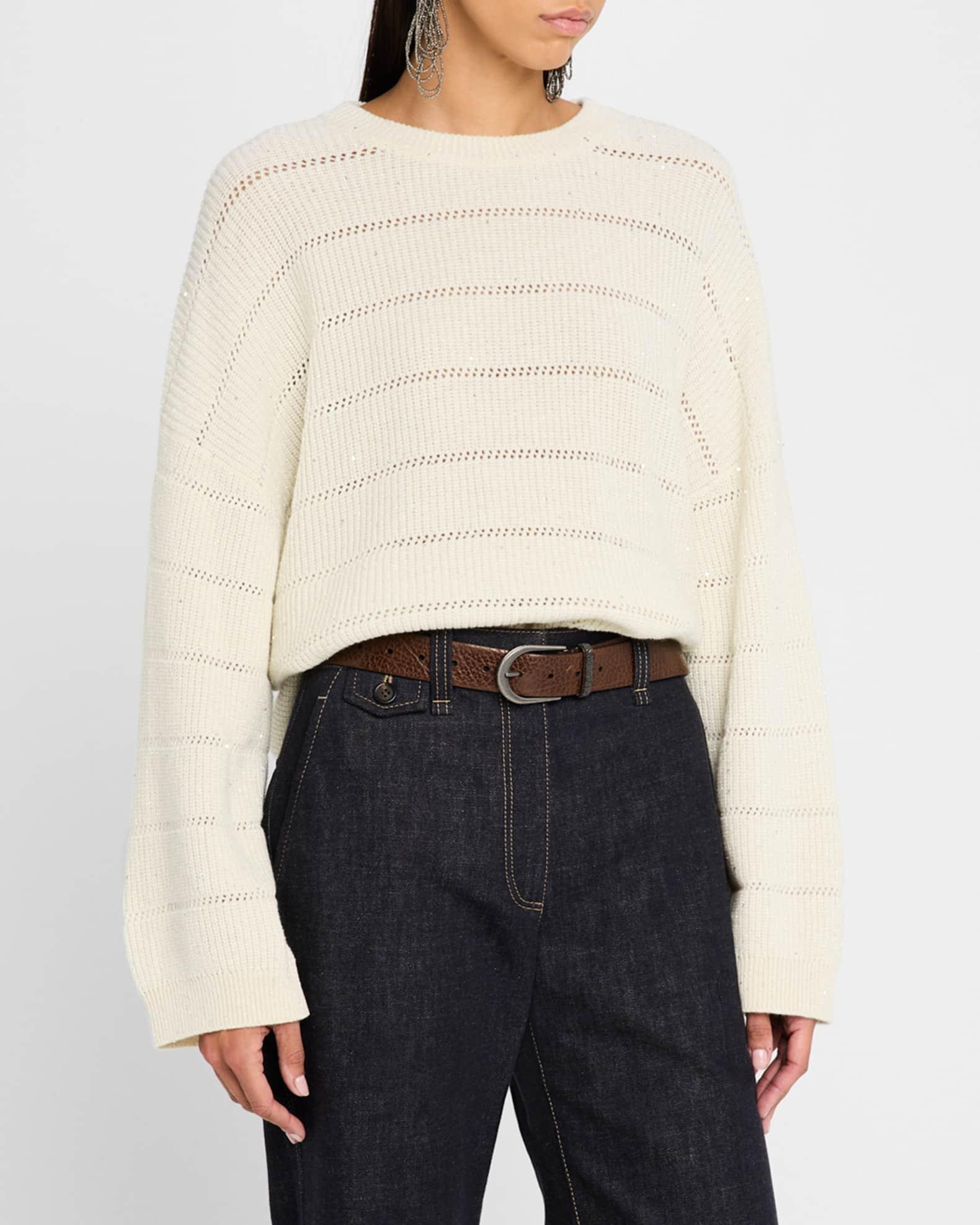 Mohair Open-Work Crewneck Sweater Product Image