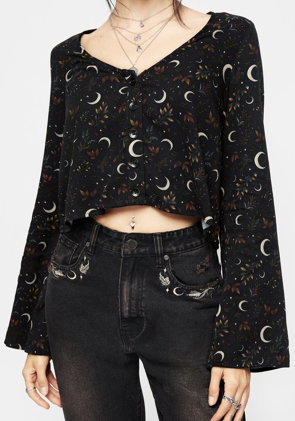 Sickle Moon Flute Sleeve Button Up Top Product Image