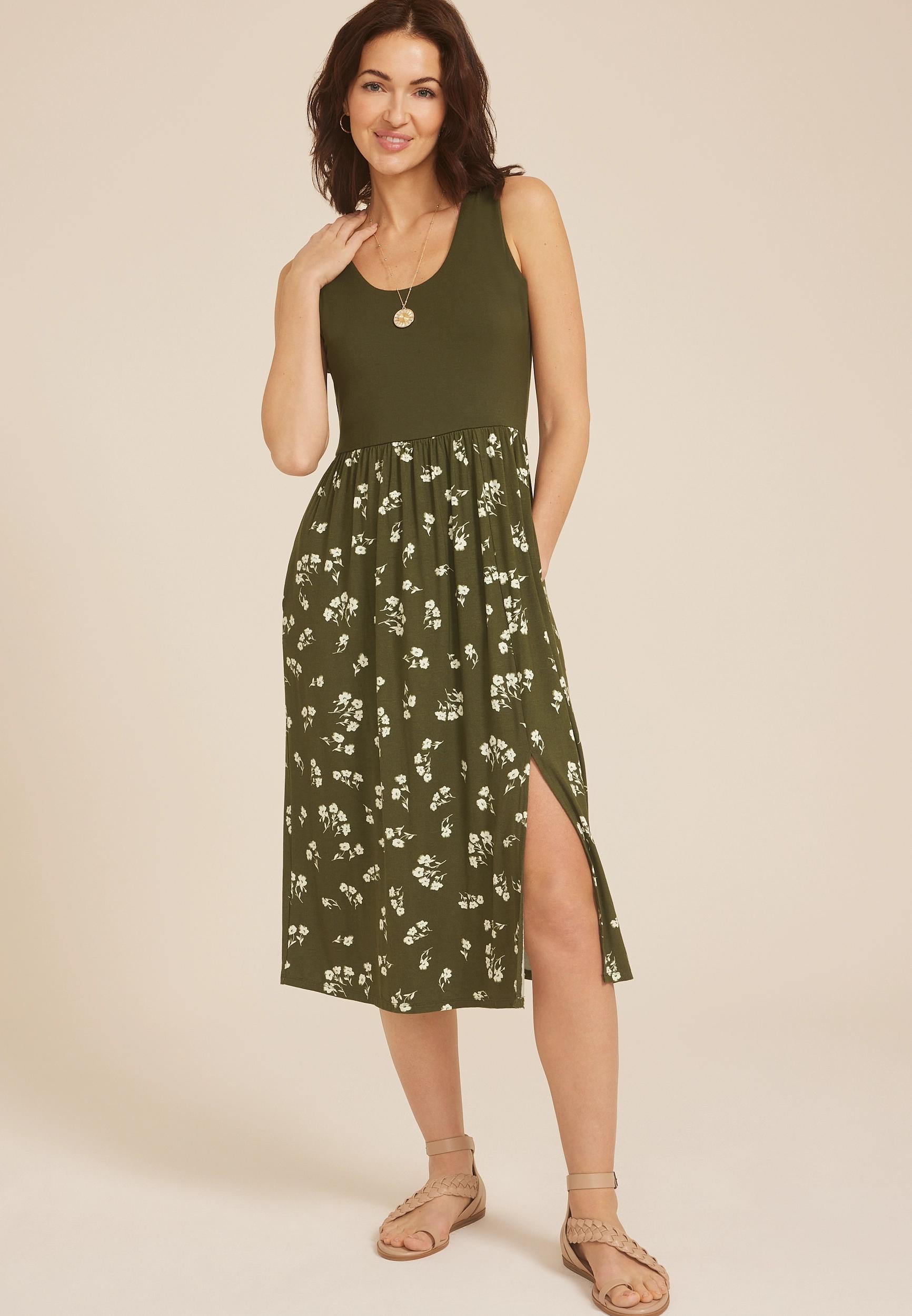 24/7 Bare Front Slit Midi Dress Product Image