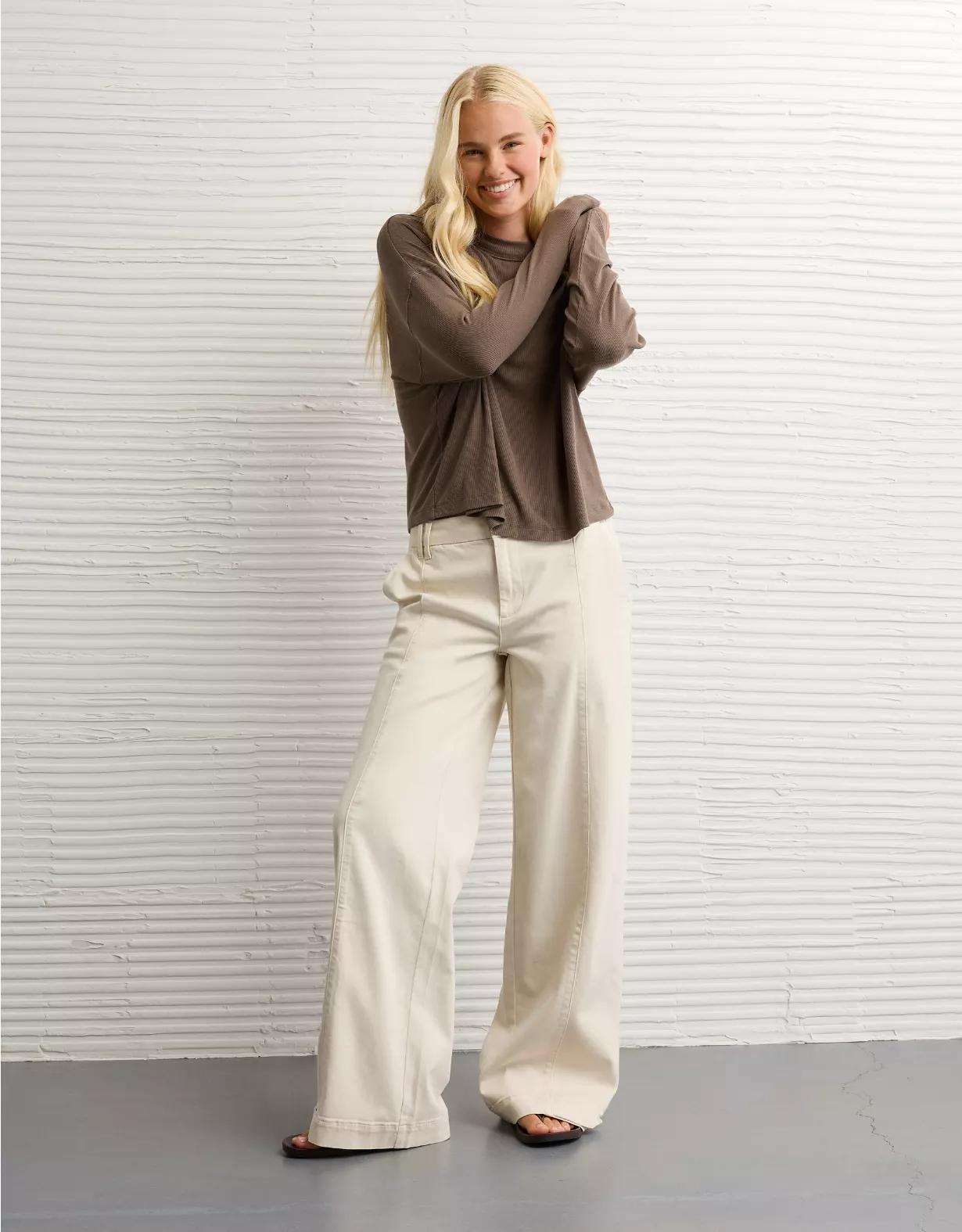 AE Soft & Sexy Long Sleeve Mockneck T-Shirt Product Image