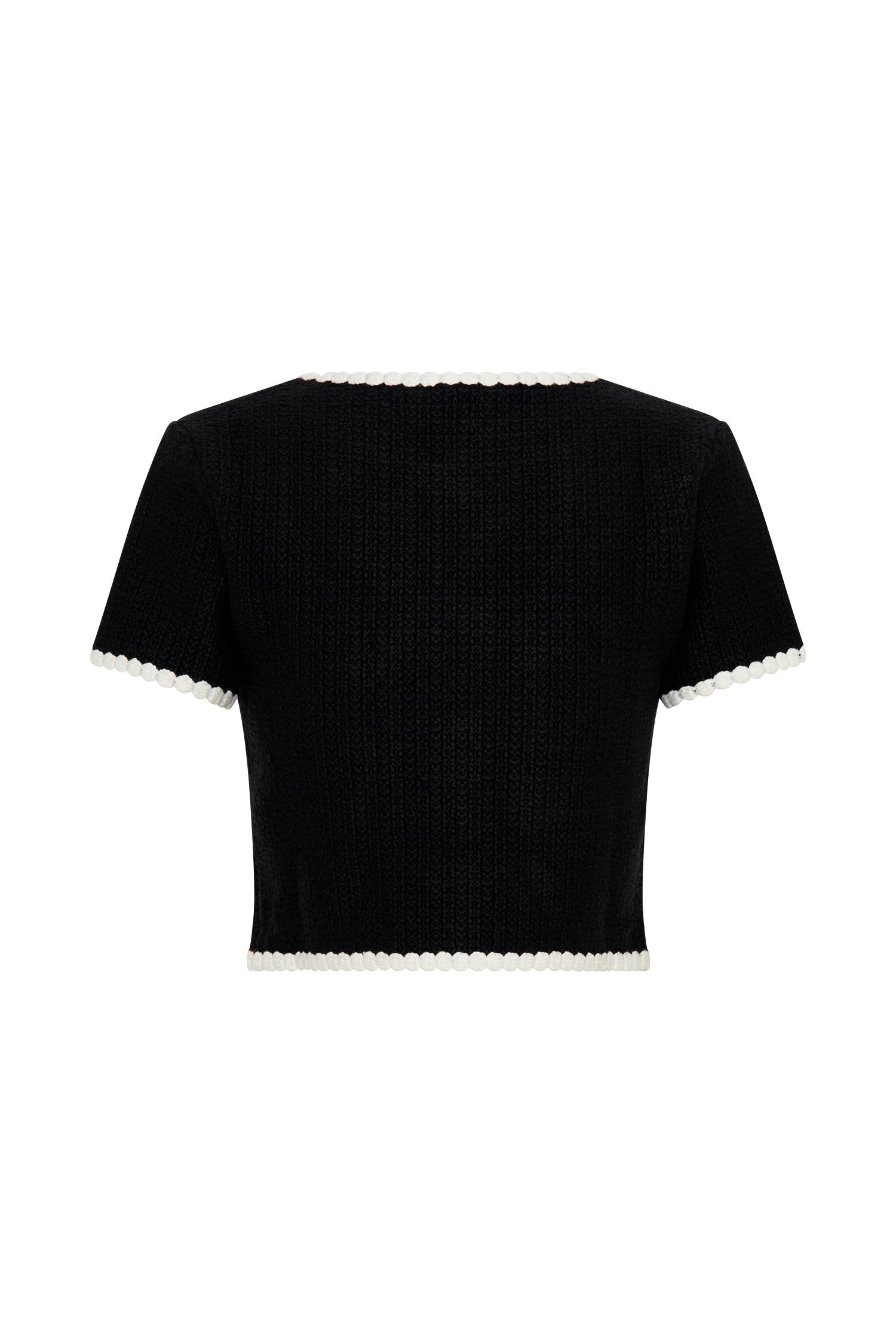 Saffron Contrast Knit Top - Black/White Product Image