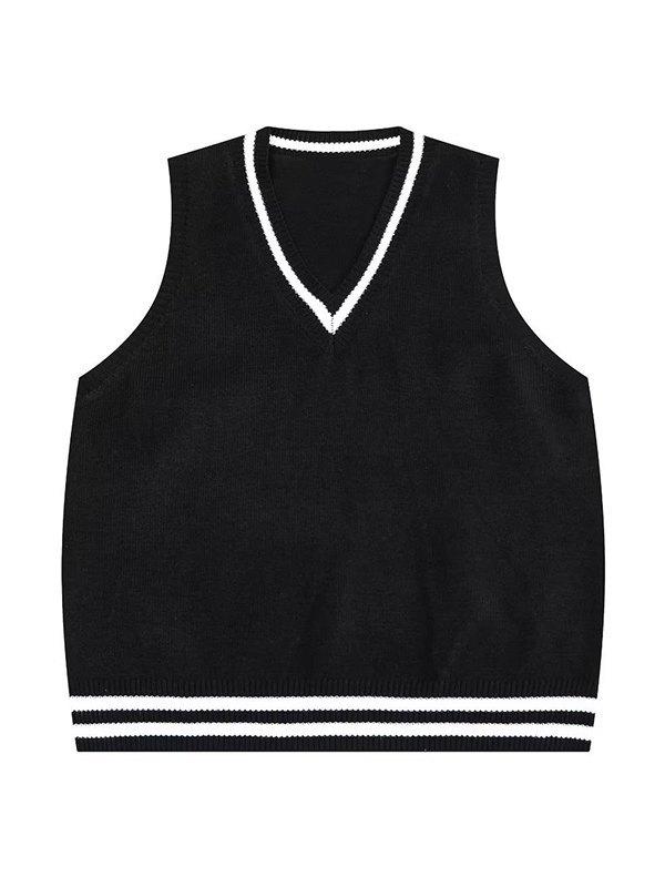 Men's V Neck Striped Sweater Vest Product Image