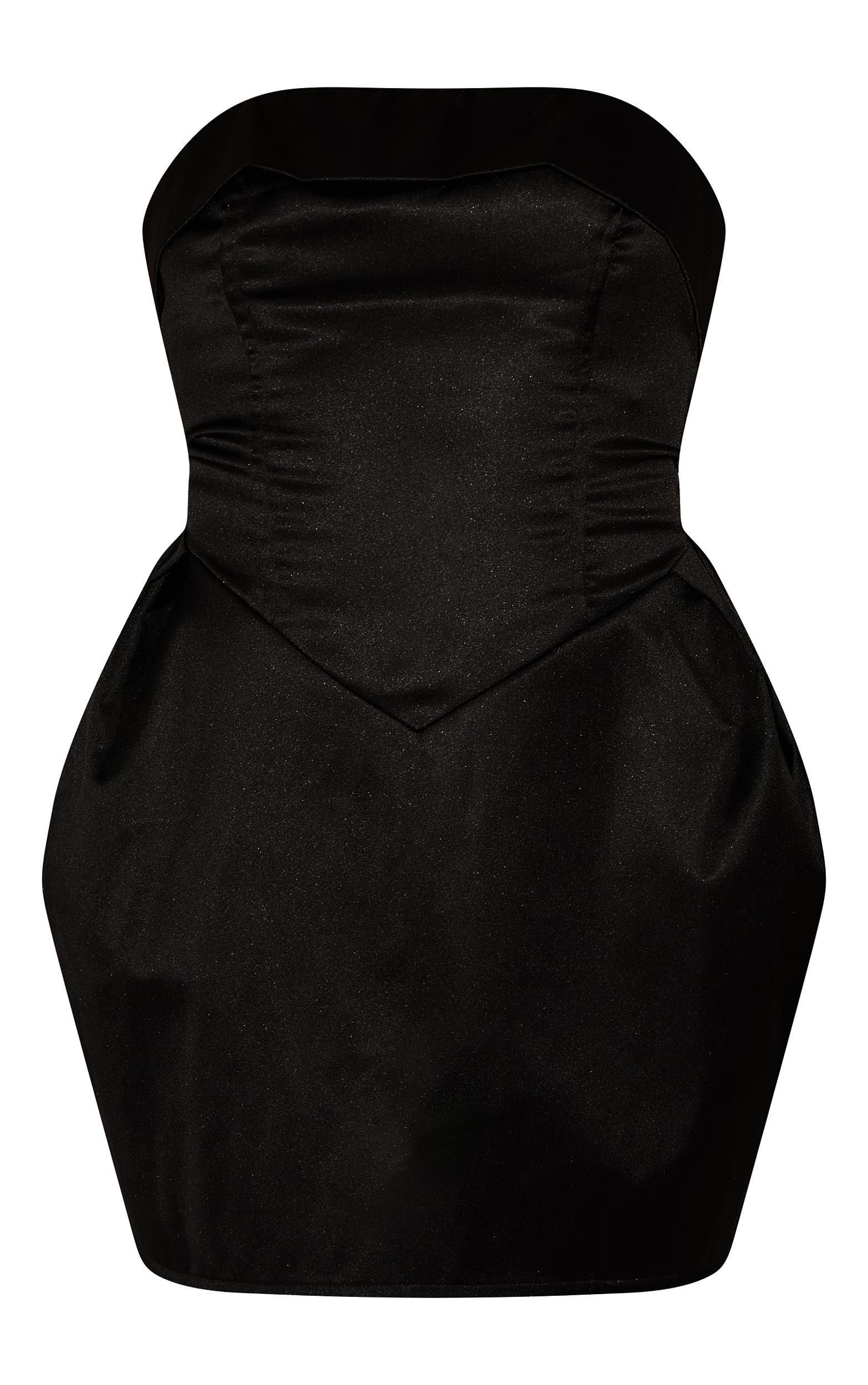  Black Boned Bandeau Shift Dress Product Image