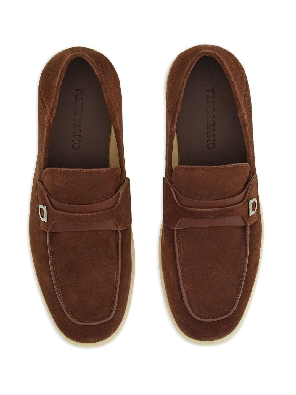 Gancini-plaque suede loafers Product Image