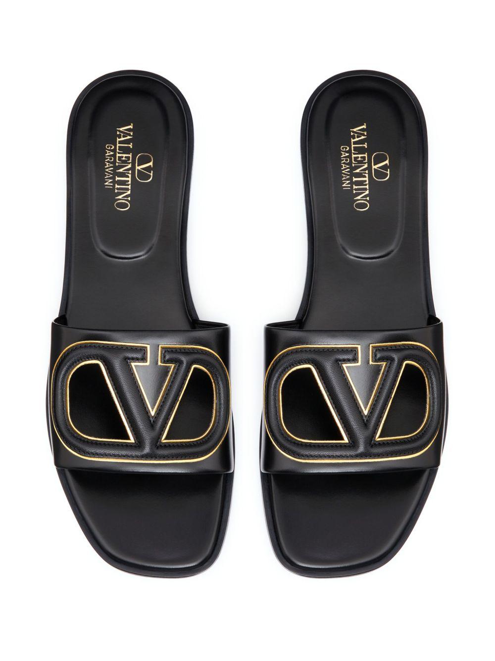 VLogo cut-out leather slides Product Image
