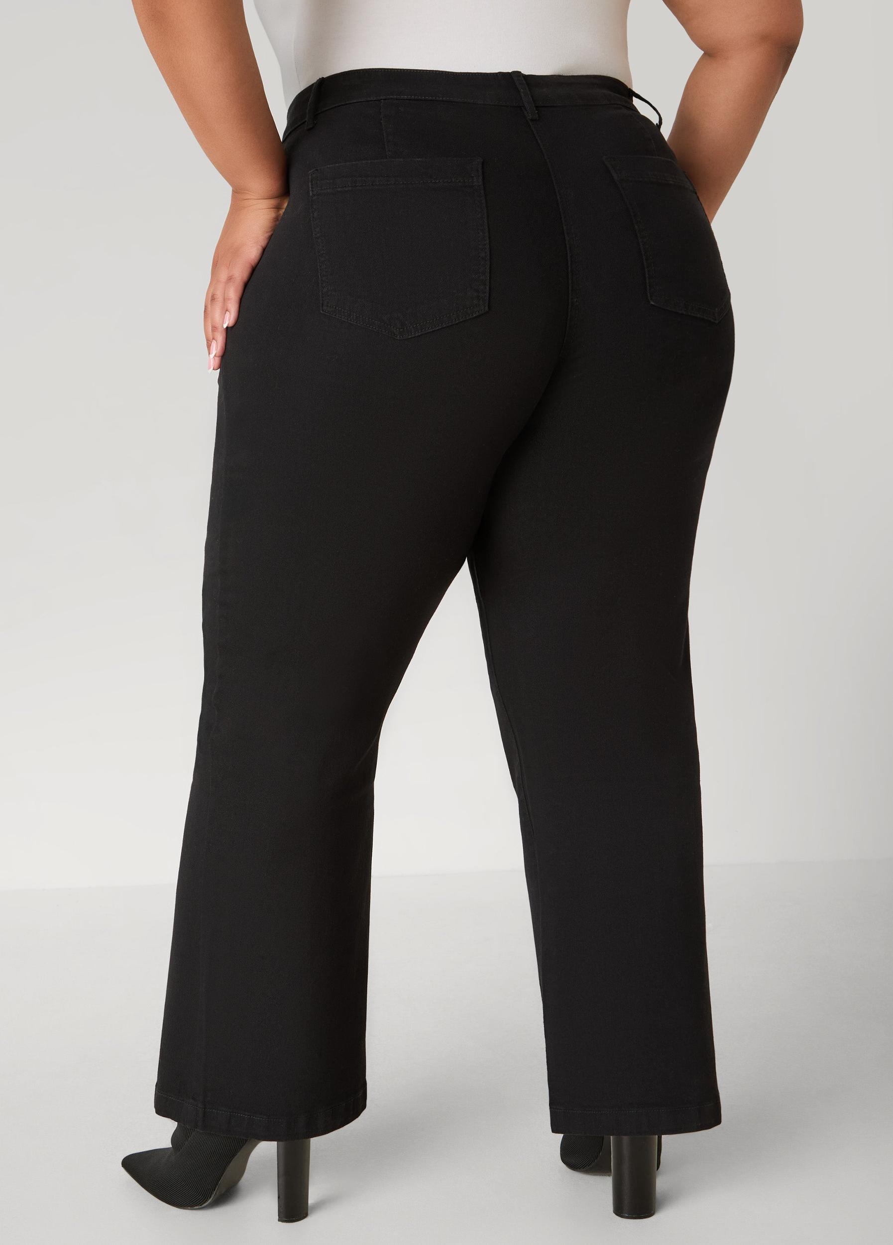 Plus Size Patch Pocket Flared Jeans Ashley Stewart Product Image