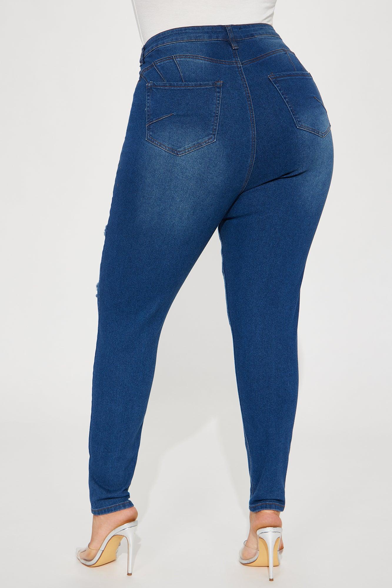 Back It Up Ripped Booty Lifting Stretch Skinny Jeans - Dark Wash Product Image