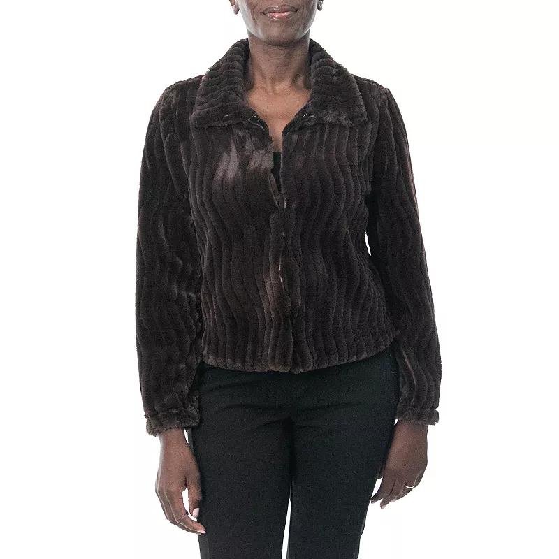 Womens Nina Leonard Collared Faux Fur Bolero Product Image