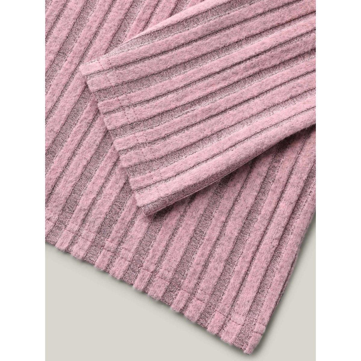 Plus Size V-Neck Textured Pit Strip Fitted T-Shirt Dirtypink Women Casual Texture V-neck Bodycon Everyday T-shirts BloomChic 12/L Product Image