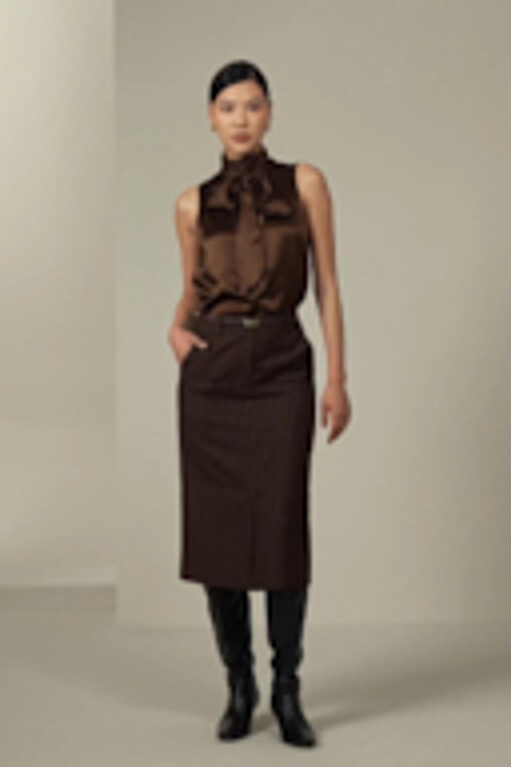 Pinstripe Midi Pencil Skirt Product Image