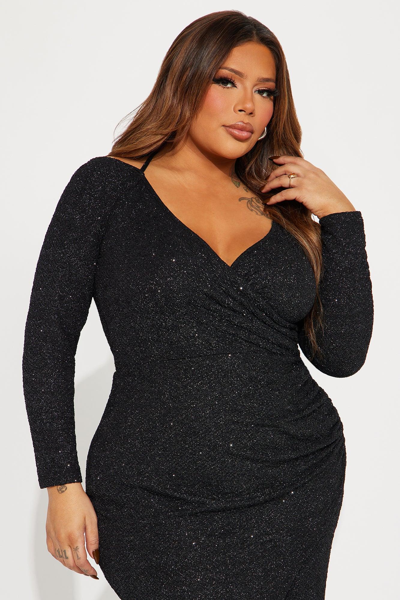 All That Glitter Midi Dress - Black Product Image