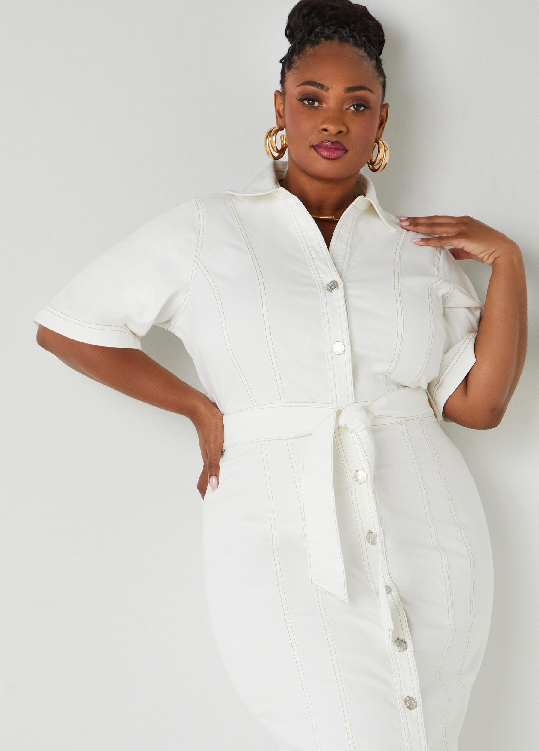 Belted Denim Maxi Dress Product Image