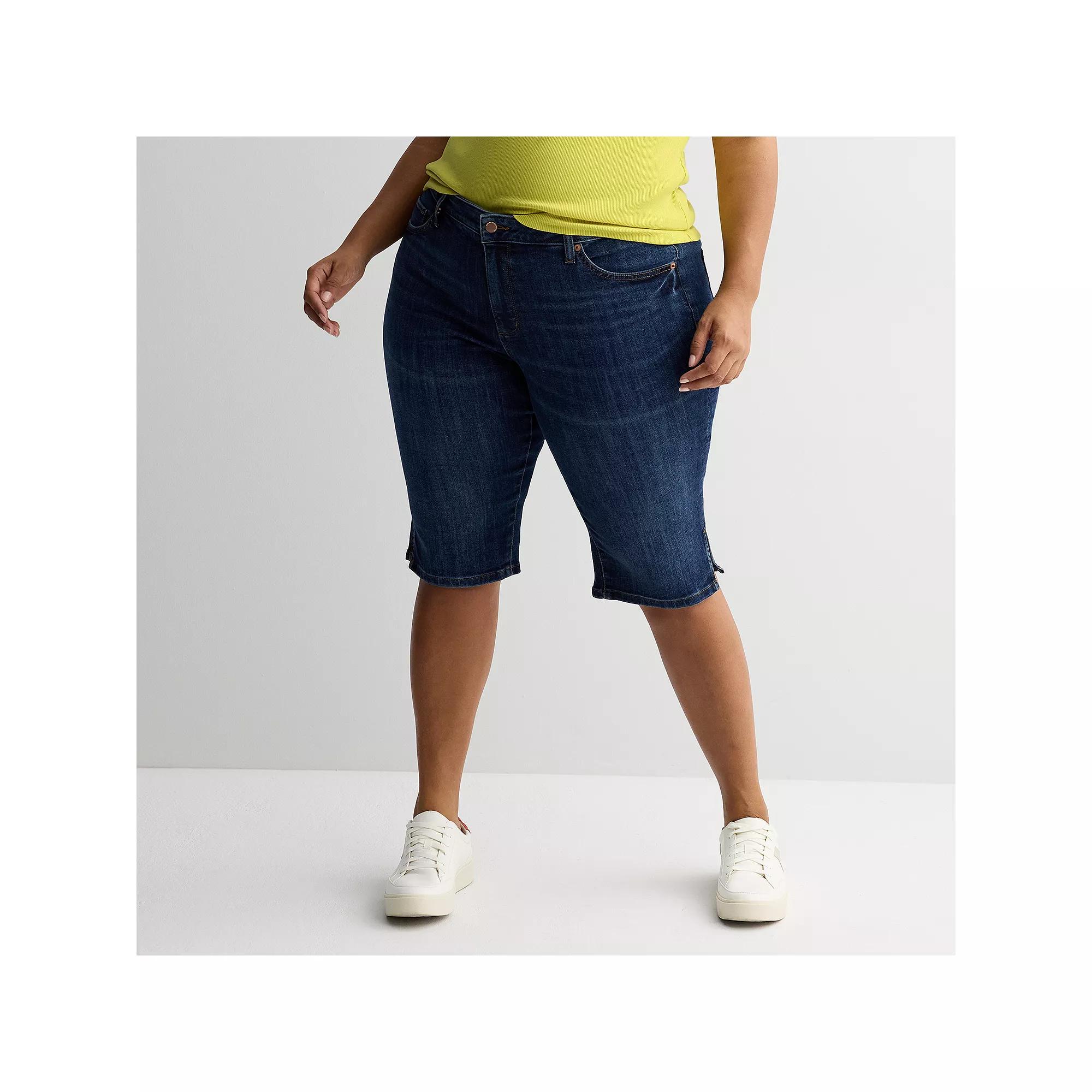 Plus Size Sonoma Goods For Life Midrise Denim Capris, Womens Dark Blue Product Image