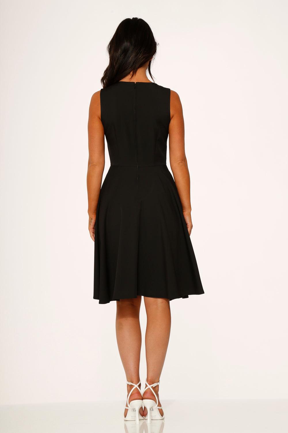 Black & White Piping Swing Dress Product Image