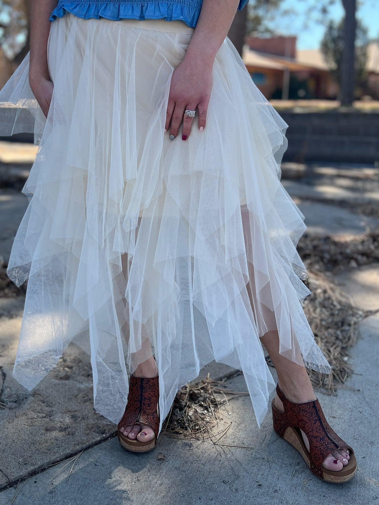 Origami Beige Tulle Skirt Product Image