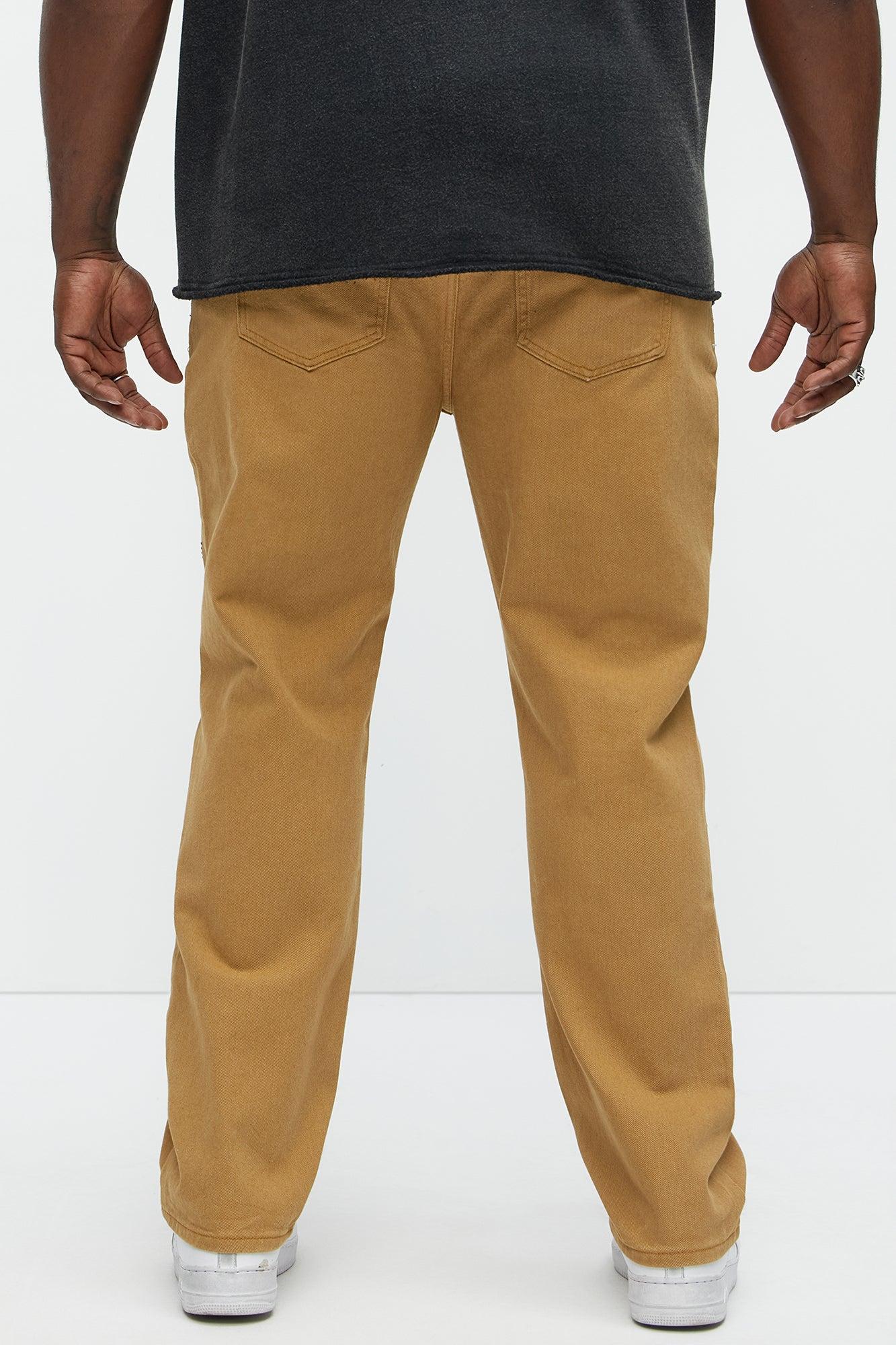 Kurt Rhinestone Embroidered Slim Jeans - Khaki Product Image