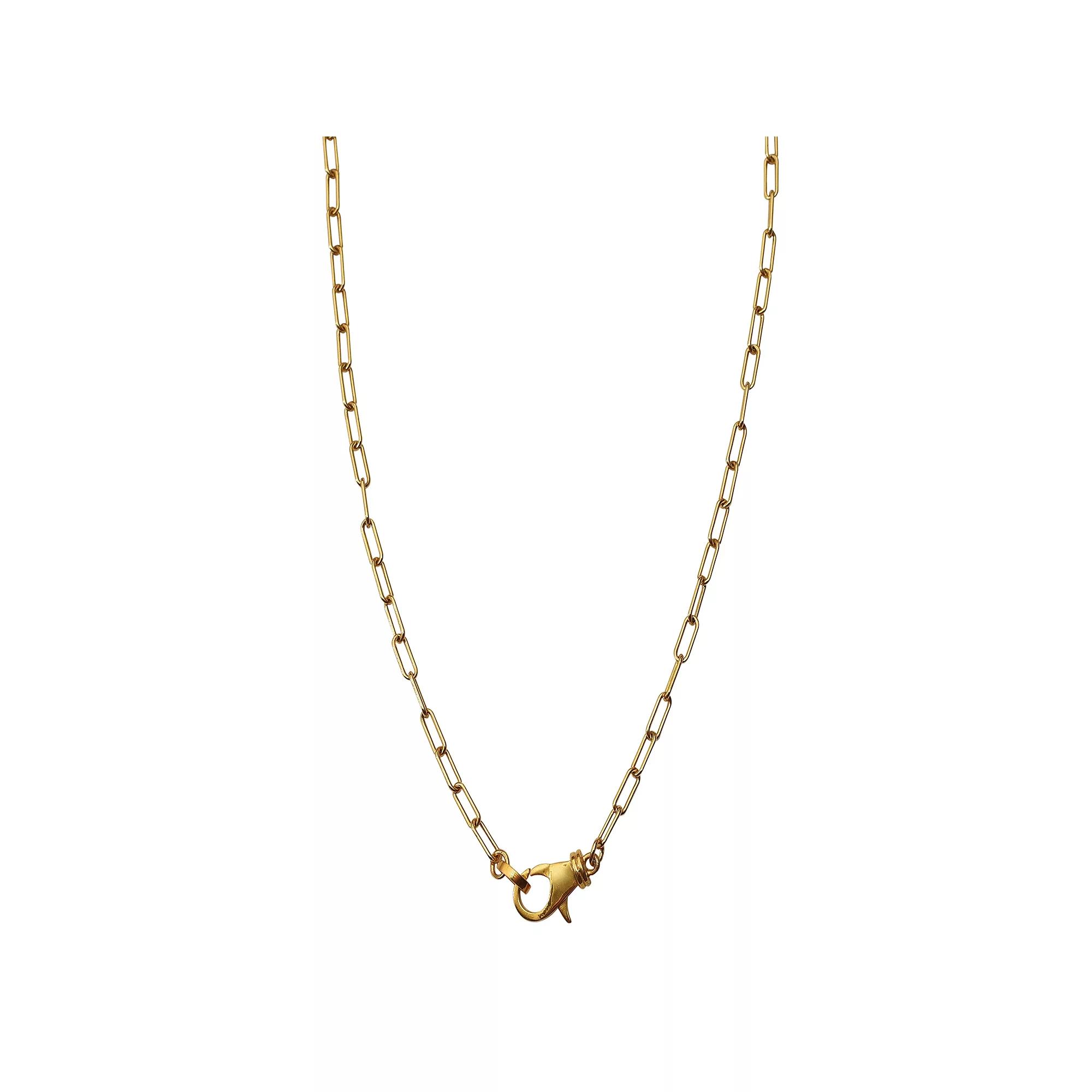 Adornia 14k Gold Plated Lock Paper Clip Chain Necklace, Women's, Size: 17", Gold Tone Product Image