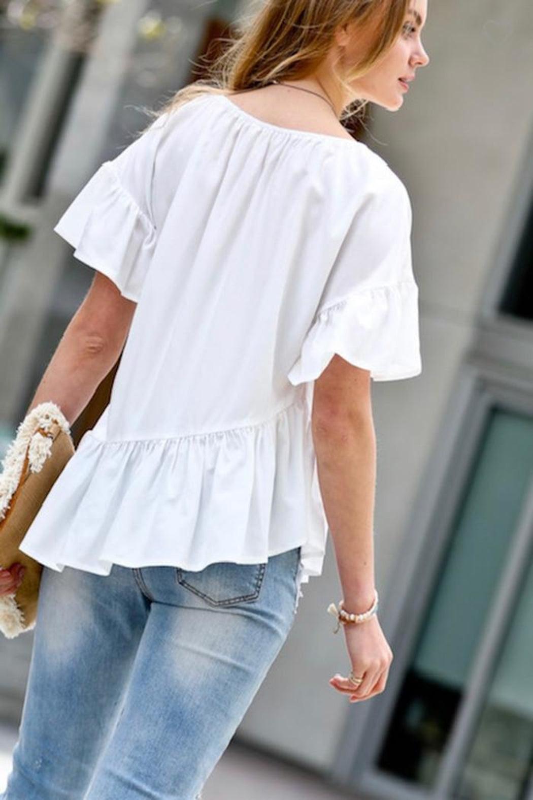 White Asymmetrical Top Product Image