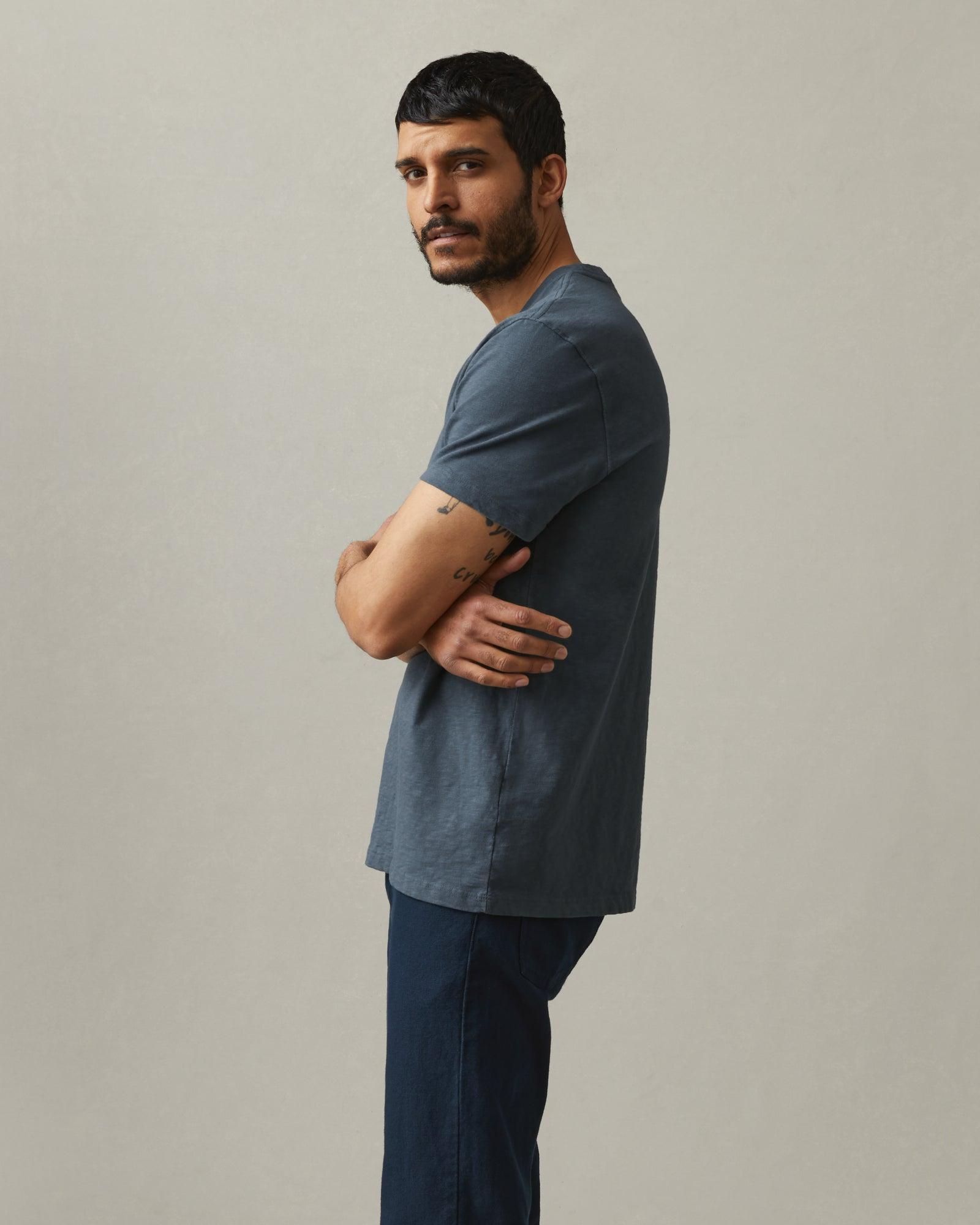 Men's Premium Slub Crew Tee - Vintage Indigo Male Product Image