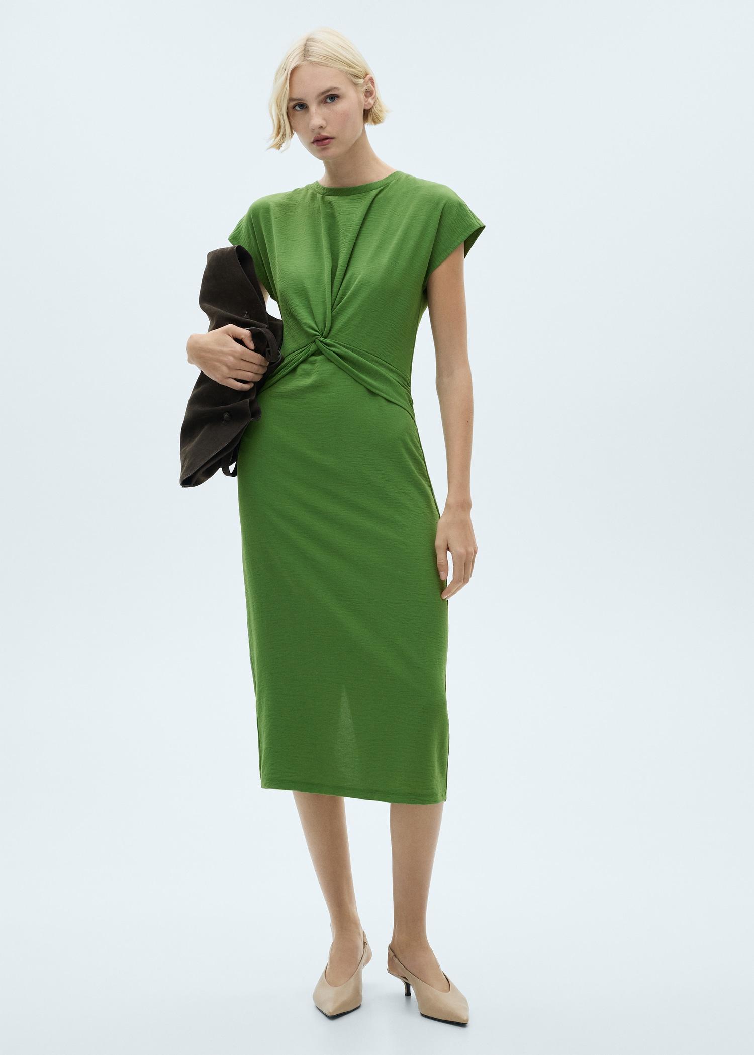 Midi-dress with knot detail - Women | MANGO USA Product Image