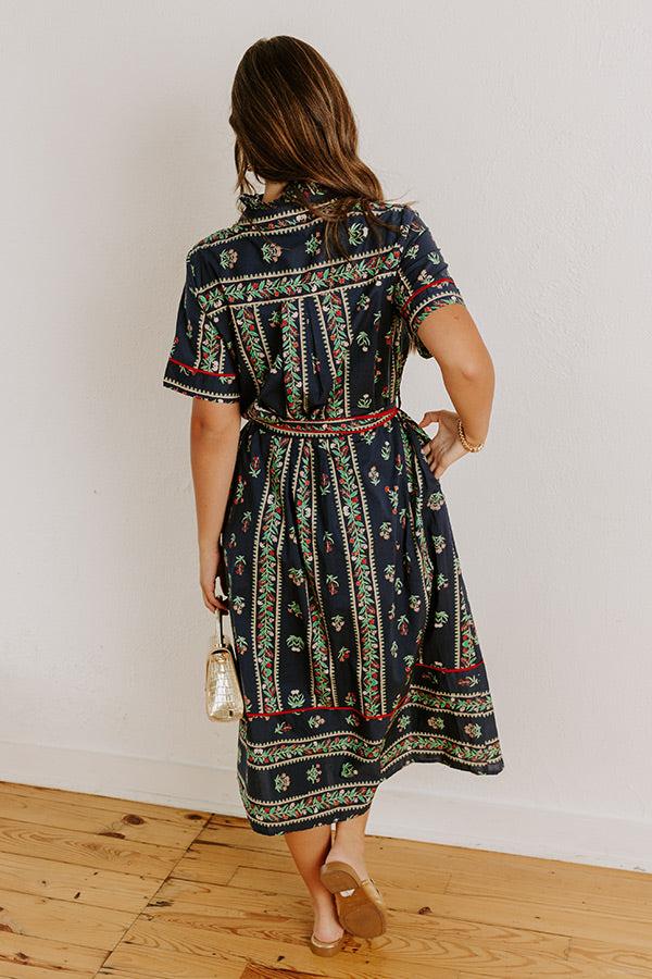 Rosewood Fields Floral Midi Dress in Navy Product Image