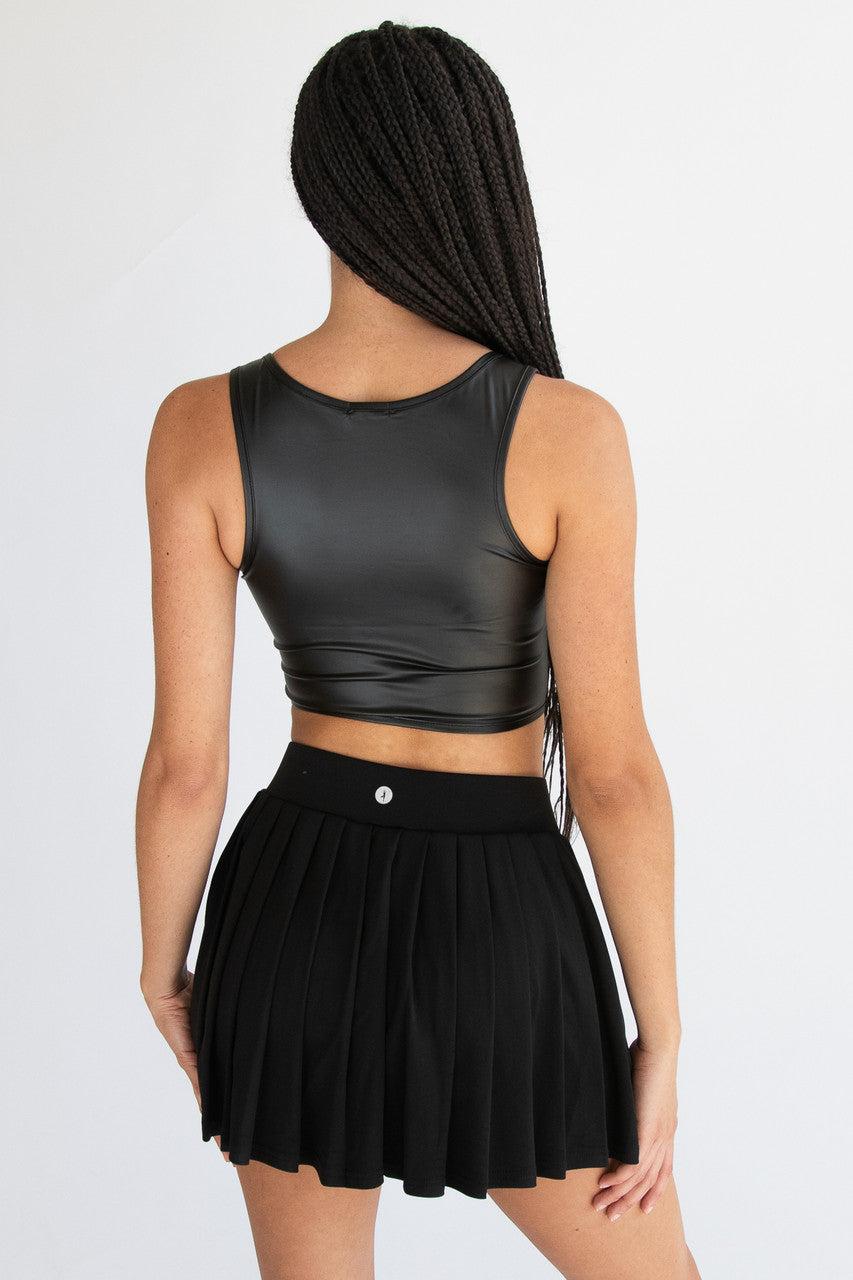 Zipper Front Pleather Crop Tank Product Image