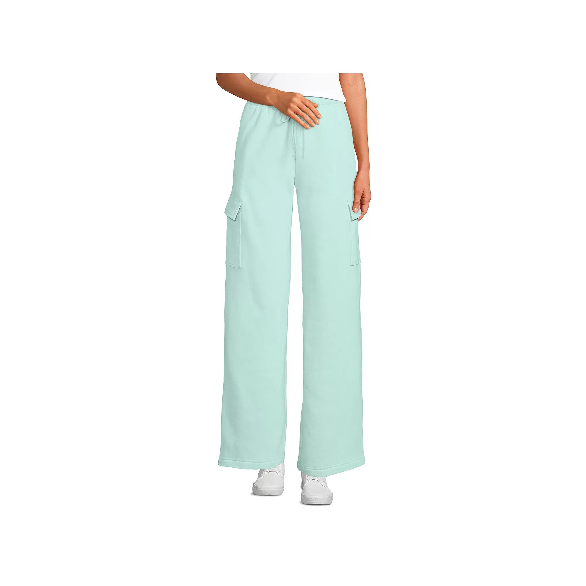Women's Lands' End Serious Sweats High Rise Wide Leg Cargo Pants,  Product Image