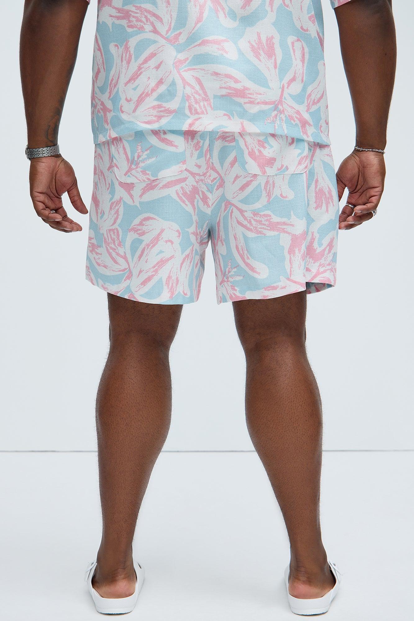 Pastel Floral Warm Up Shorts - Pink/combo Product Image