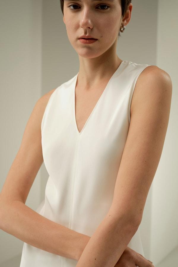 LILYSILK Silk Dress for Women - Natural White 100% Natural Pure Silk - Ultimate Luxury V-Neck Maxi Dress Product Image