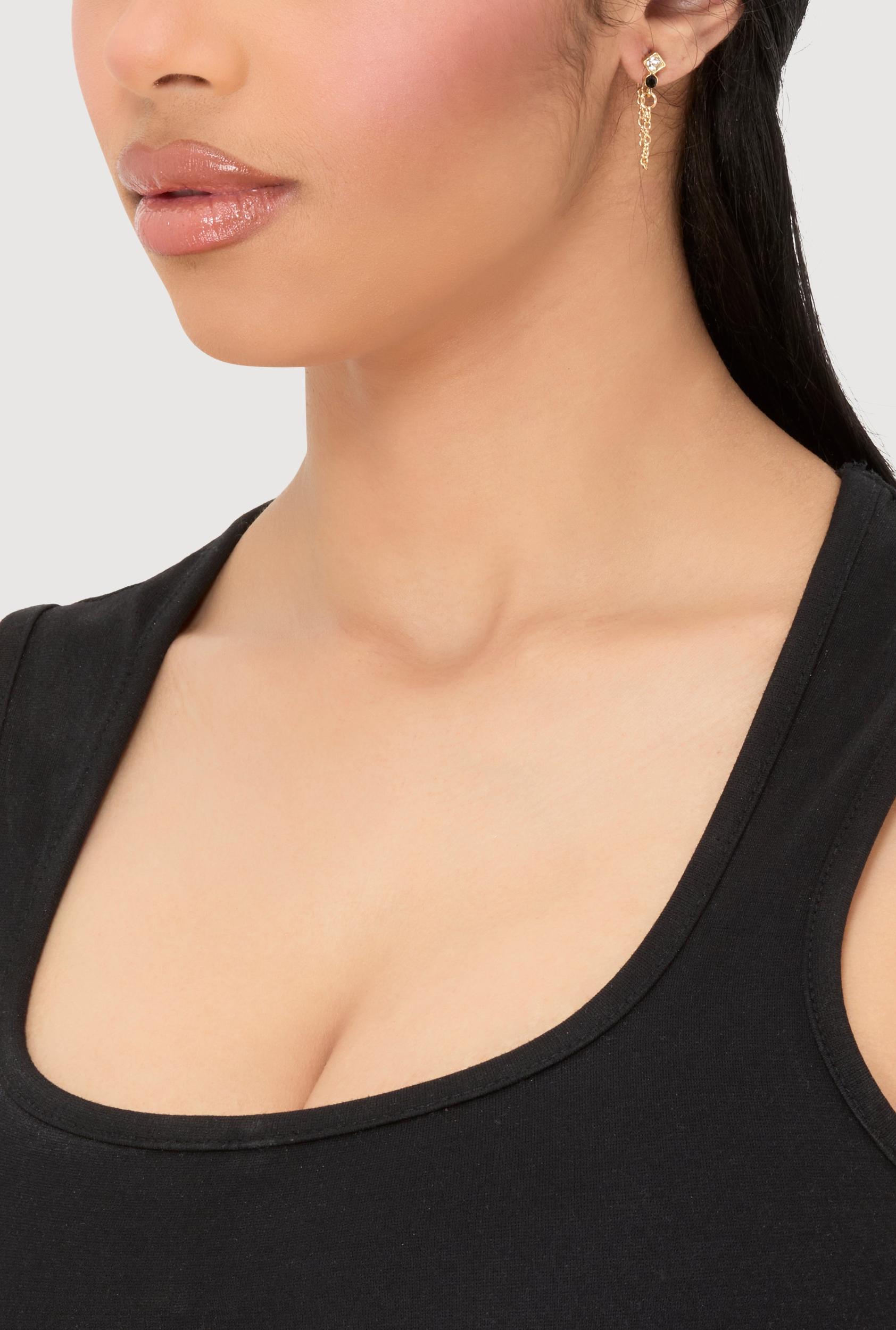 Metallic Buckle Curb Chain Necklace with Stud Earrings Male Product Image