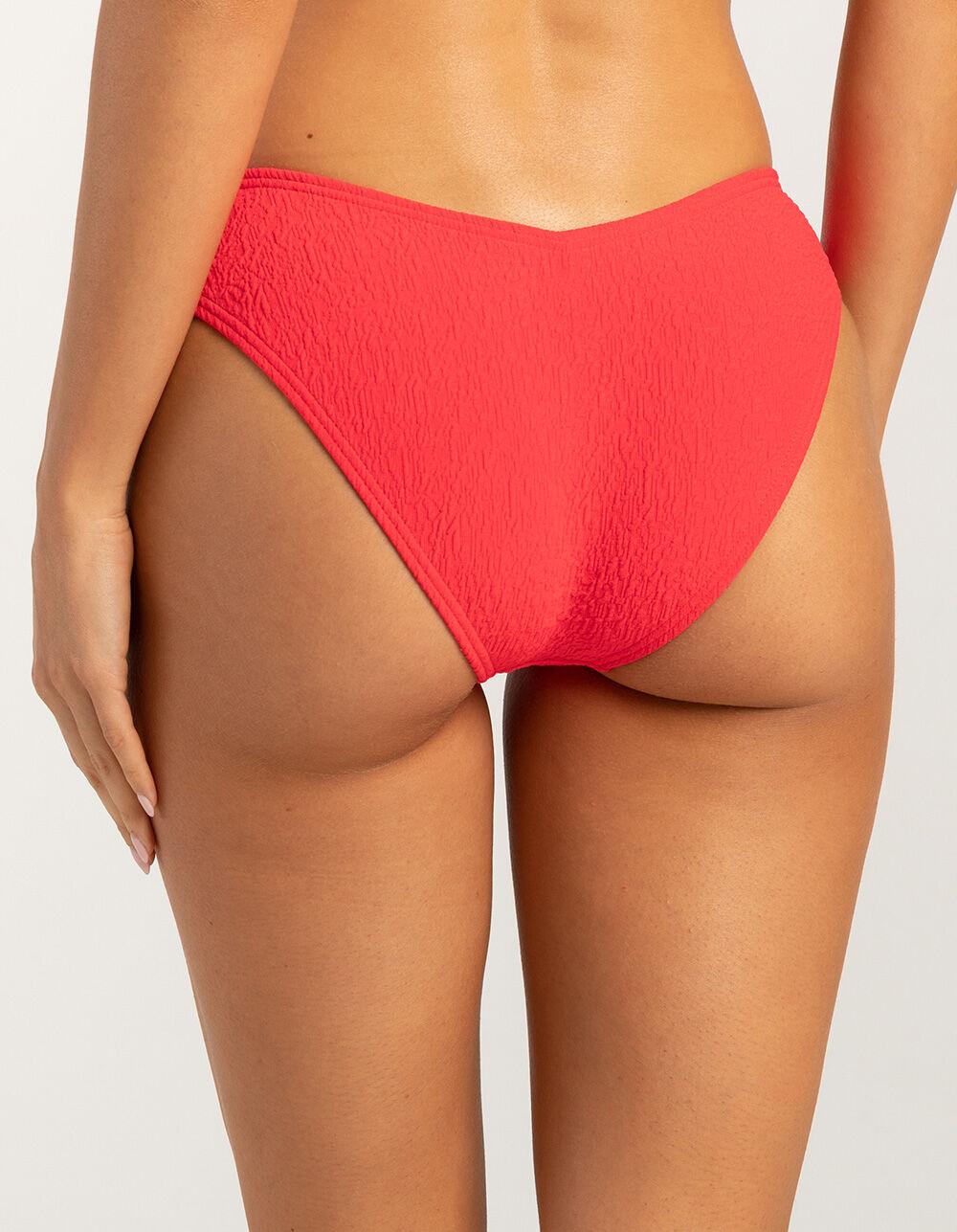 FULL TILT Classic V-Leg Crinkle Bikini Bottoms - RED Product Image