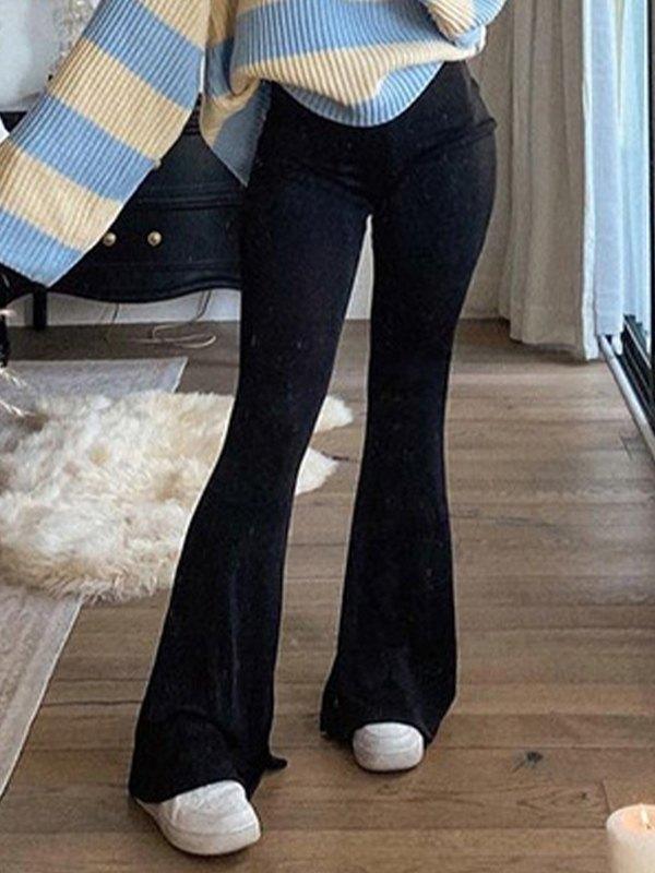 Black Stretch Flare Leg Pants Product Image