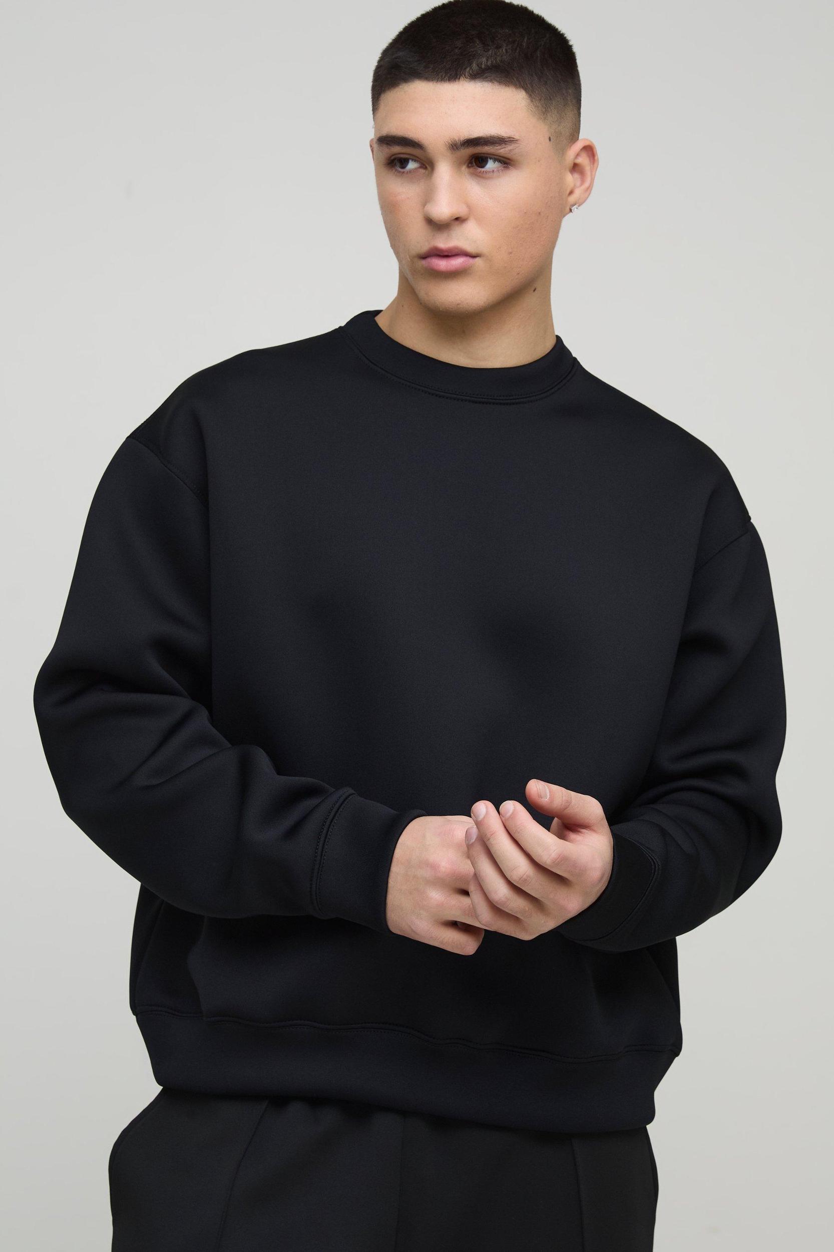 Oversized Boxy Bonded Scuba Sweatshirt | boohooMAN USA Product Image