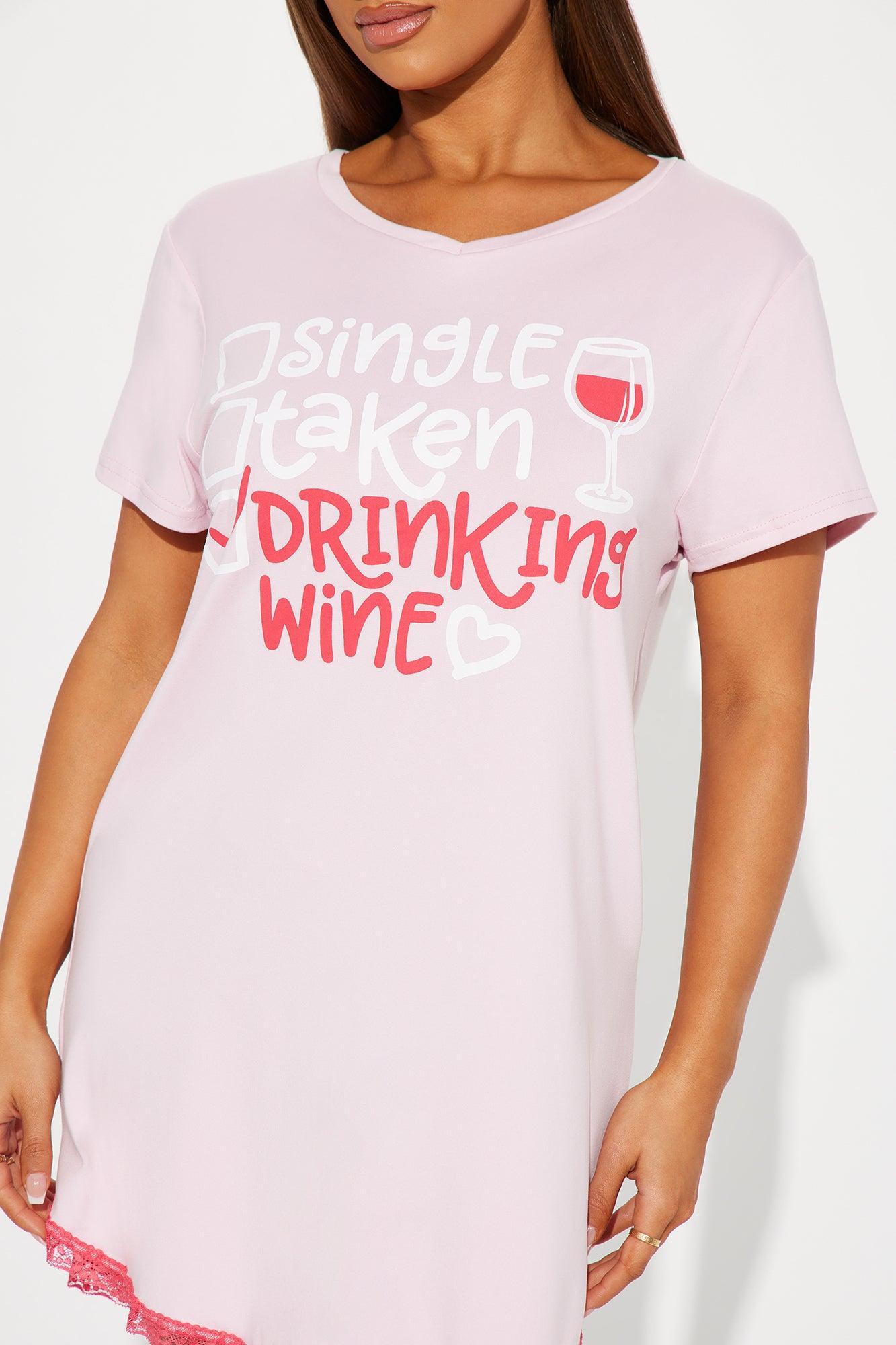 I Choose Wine PJ Sleep Shirt - Pink Product Image