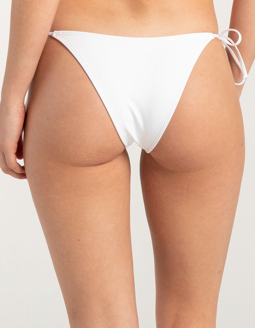 FULL TILT Skimpy Tie Side Bikini Bottoms - WHITE Product Image