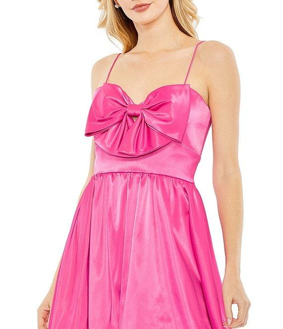 Mac Duggal Bow Front Sweetheart Neck Sleeveless Bubble Hem Mini Dress Product Image