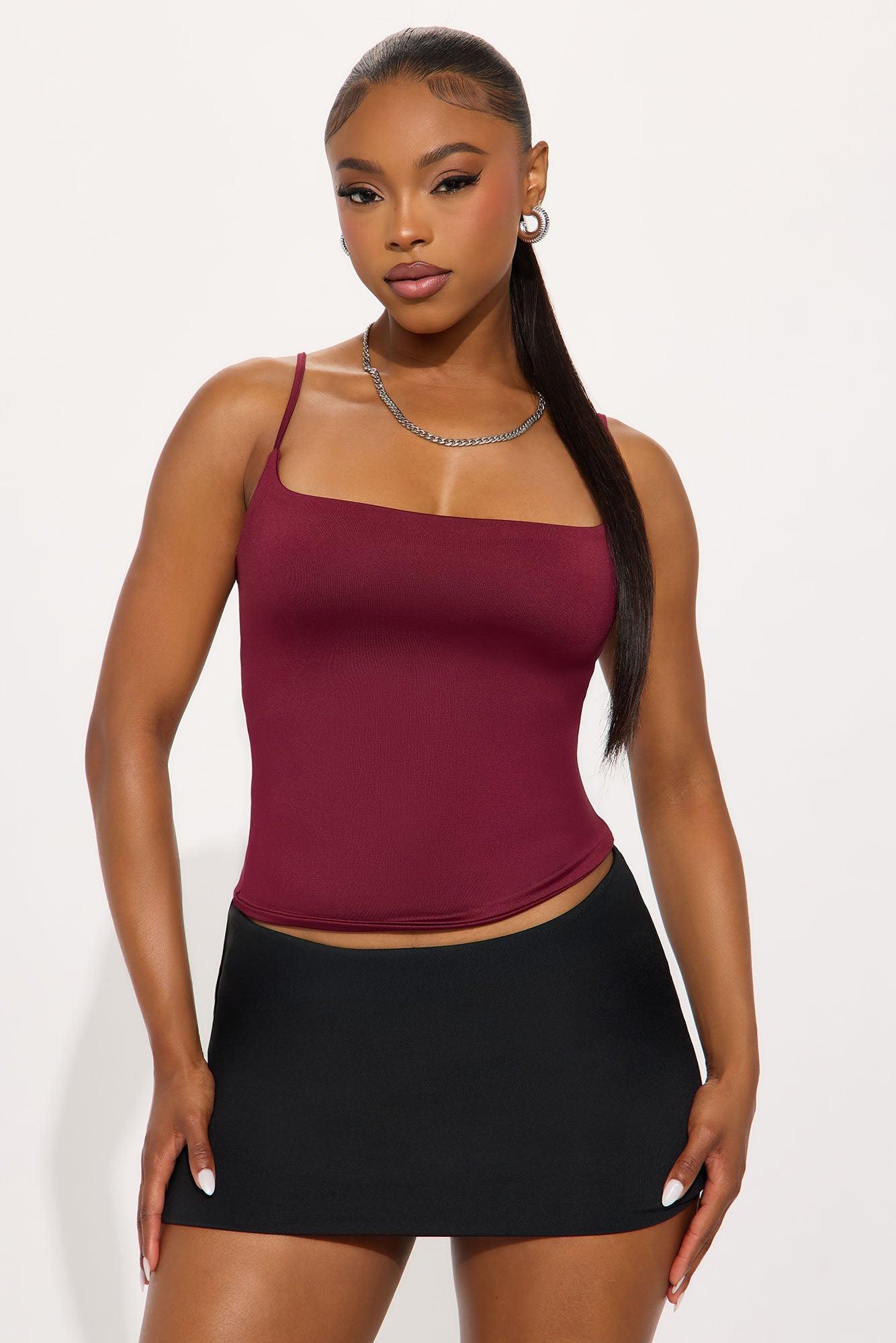 Contour Double Lined Cami Top - Wine Female Product Image
