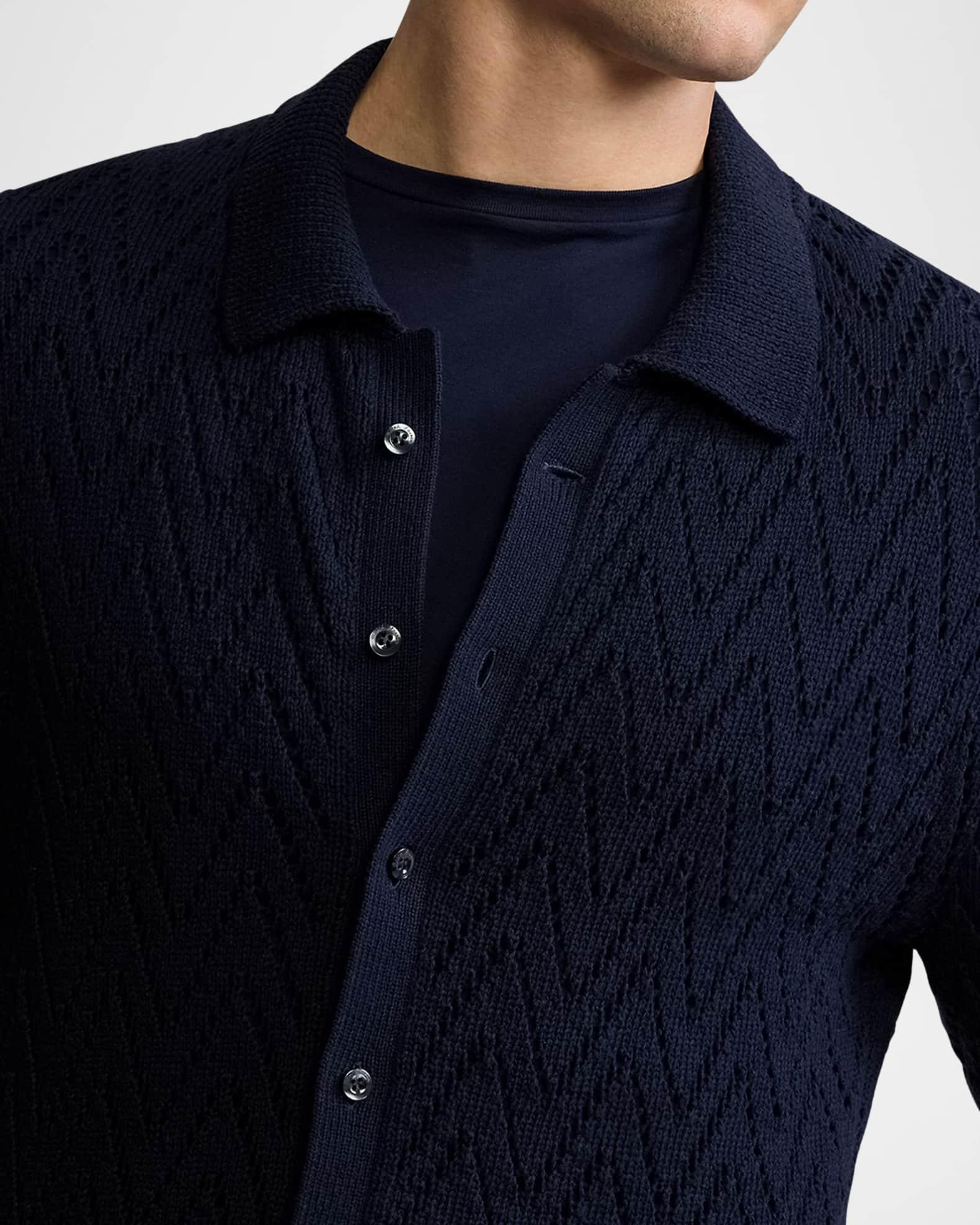 Men's Textured Short-Sleeve Cardigan Product Image