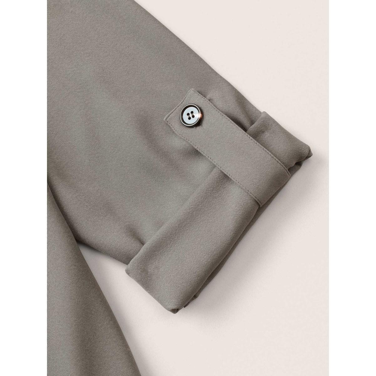 Plus Size Lapel Collar Tab Sleeve Hanky Hem Blazer Gray Women Everyday Plain Non Sleeve Long Sleeve Lapel Collar 10/M Slanted pocket Casual Blazers BloomChic Product Image