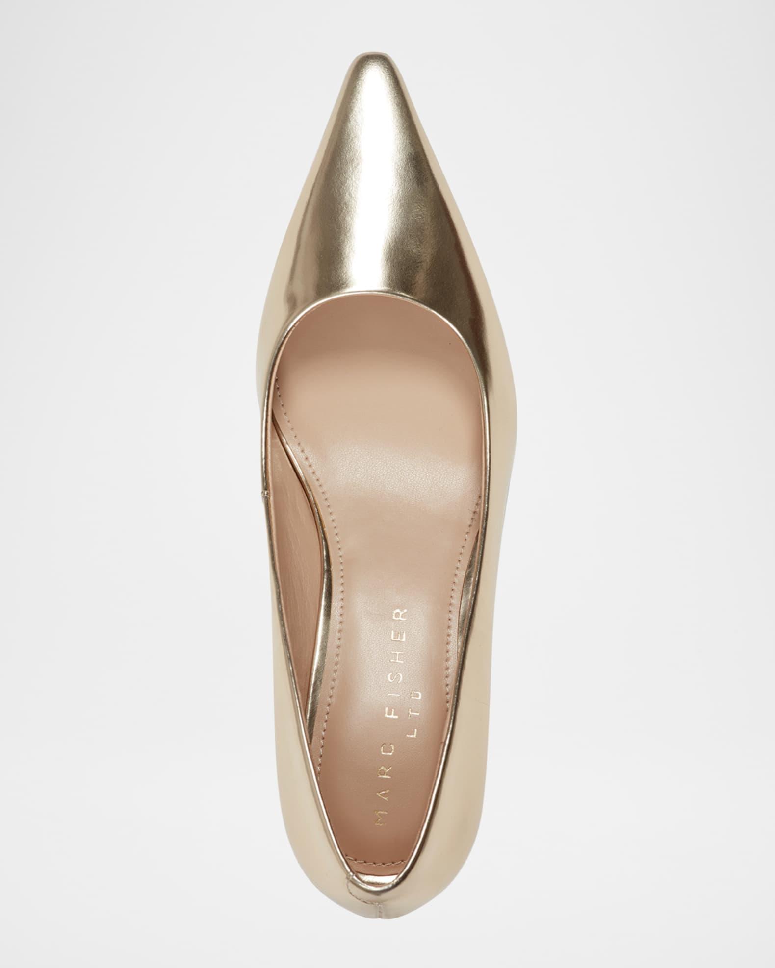 Calynna Metallic Leather Kitten-Heel Pumps Product Image