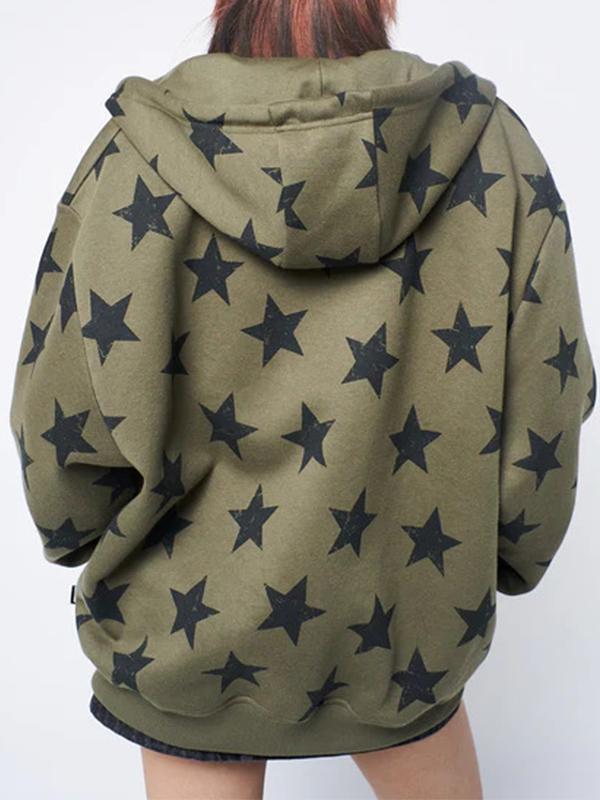 Star Print Oversized Hoodie Product Image