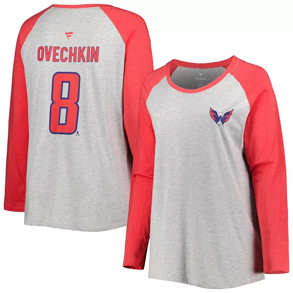Women's Fanatics Branded Alexander Ovechkin Heather Gray/Heather Red Washington Capitals Plus  Product Image