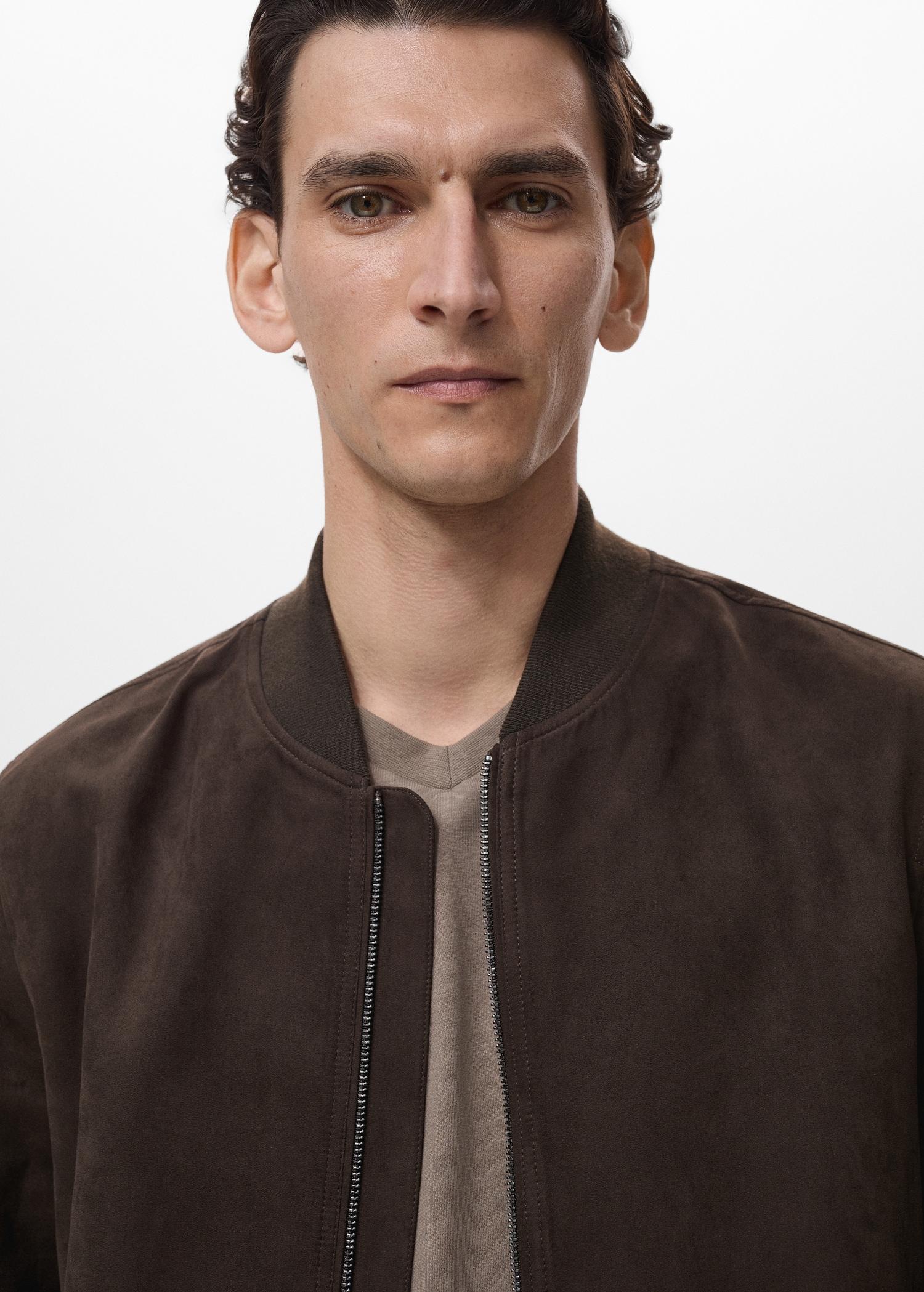 Suede-effect bomber jacket - Men | MANGO USA Product Image