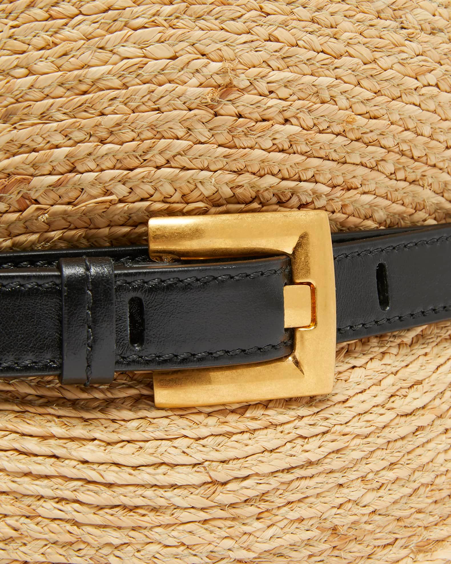 Shuffle Mini Top-Handle Bag in Raffia and Calfskin  Product Image