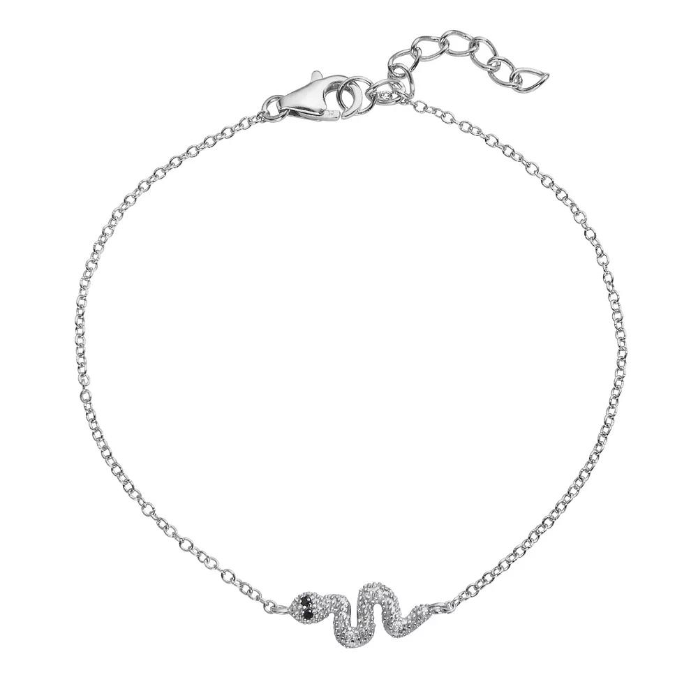 Sophie Miller Sterling Silver Black & White Cubic Zirconia Snake Link Bracelet, Women's, Size: 8" Product Image