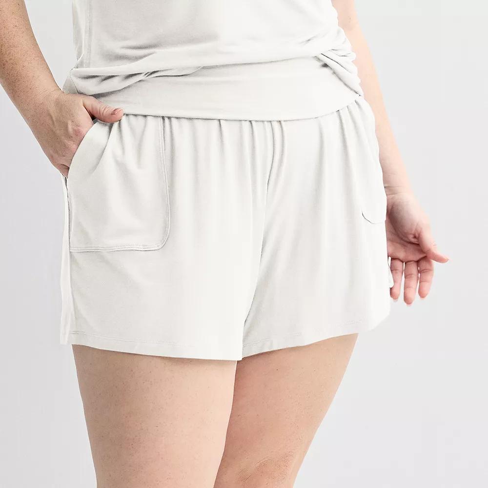 Plus Size Sonoma Goods For Life® Fold Over Sleep Shorts, Women's, Size: 2XL, Ivory Silk Product Image