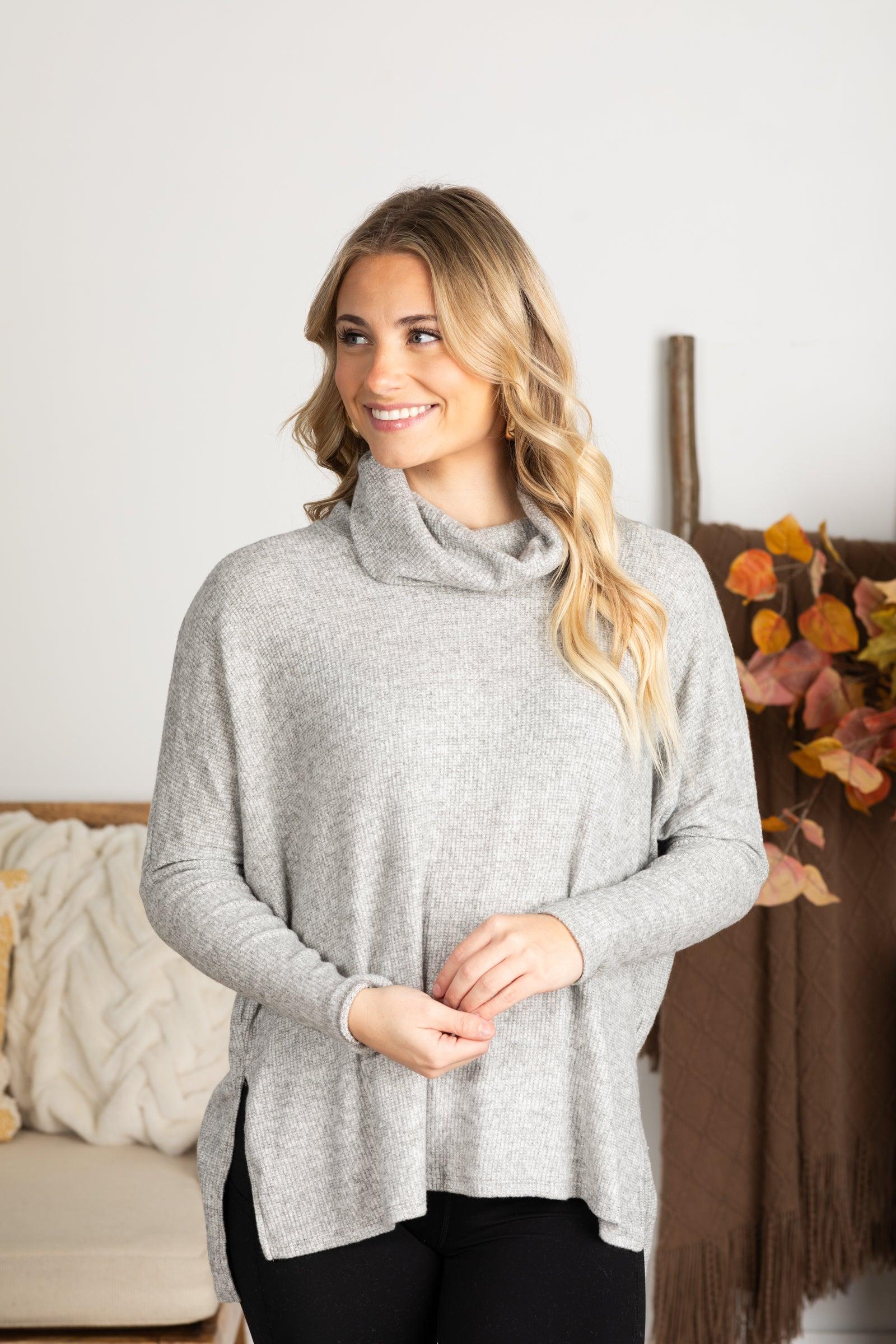 Brushed Knit Cowl Neck Tunic Product Image