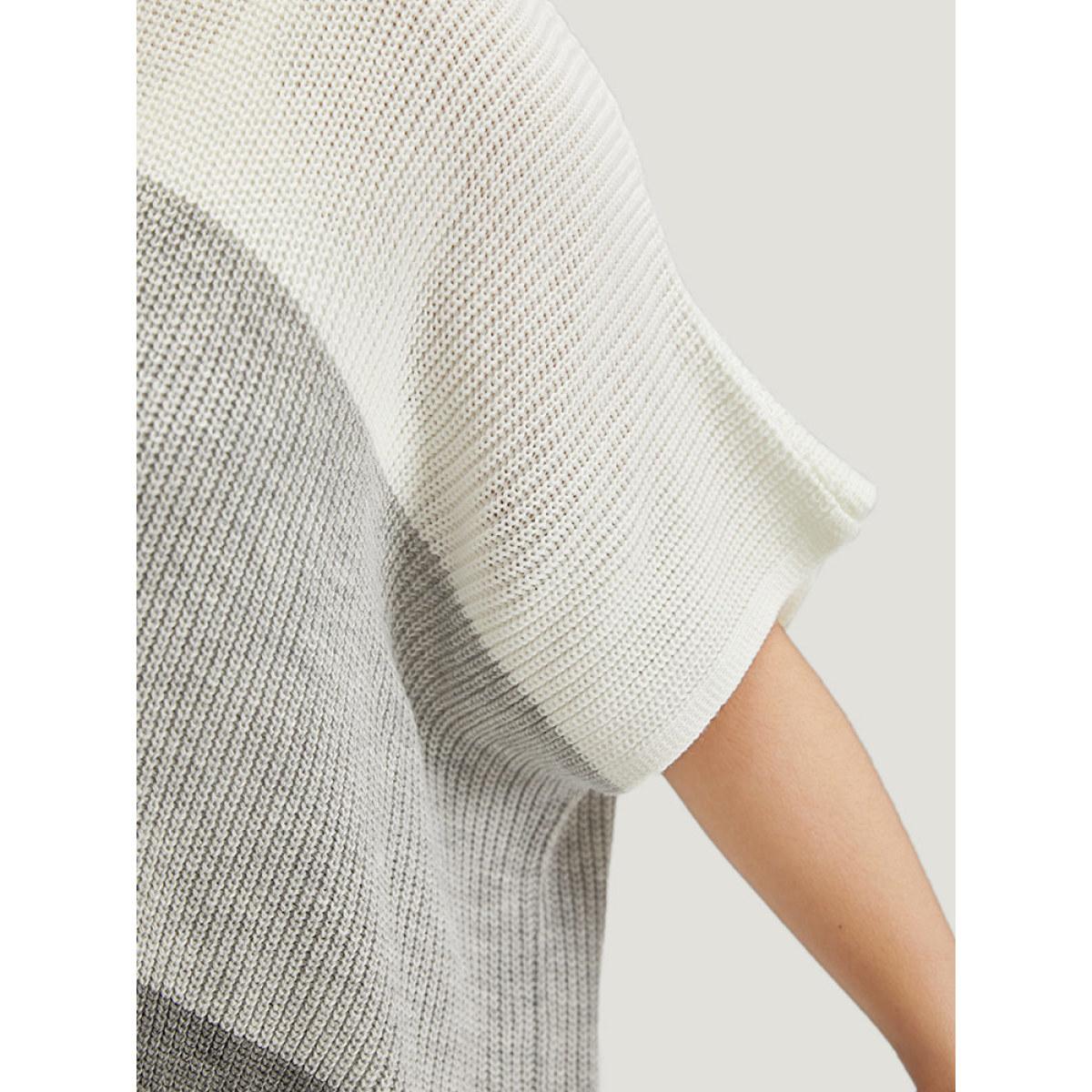 Plus Size Colorblock Fringe Trim Batwing Sleeve Split Side Cardigan Multicolor Women Casual Loose Short sleeve Dailywear Cardigans BloomChic 14-16/1X Product Image