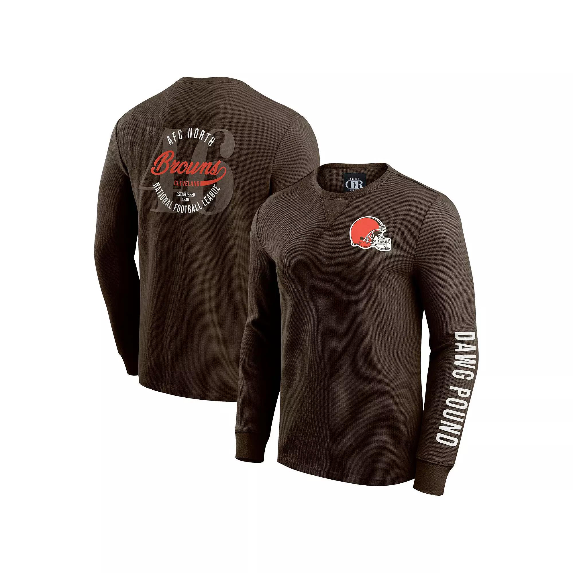 Men's Darius Rucker Collection by Fanatics Brown Cleveland Browns Washed Waffle-Knit Long Sleeve T-Shirt,  Product Image